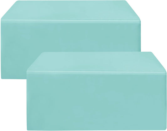 HolidayIdeas Fitted Table Covers - 96 x 30 Inch - 2 Pack Rectangle Tablecloths for 8 Foot Tables, Polyester Fabric Tablecloth for Parties, Holiday Dinner, Trade Show (Aqua)