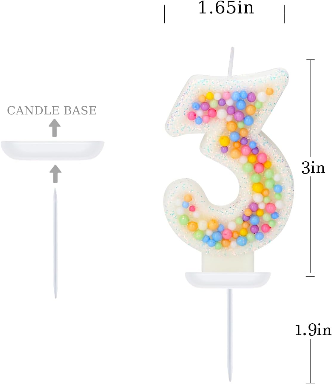 Birthday Candles - Number 3 Candle, Colorful Macaron Candles, Birthday Candles for Women/Girls, Cake Decorations, Theme Party Supplies