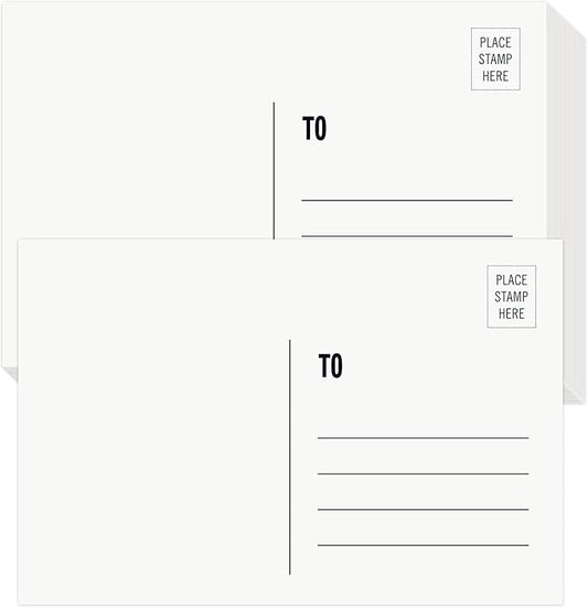 KTFNOMES Blank Postcards for Mailing, 100 White 4x6, Mailable Postcards Set Make Your Own Printable Postcards 300gsm/14pt Postcard Paper Cardstock for DIY Mailing Christmas Thanksgiving Painting