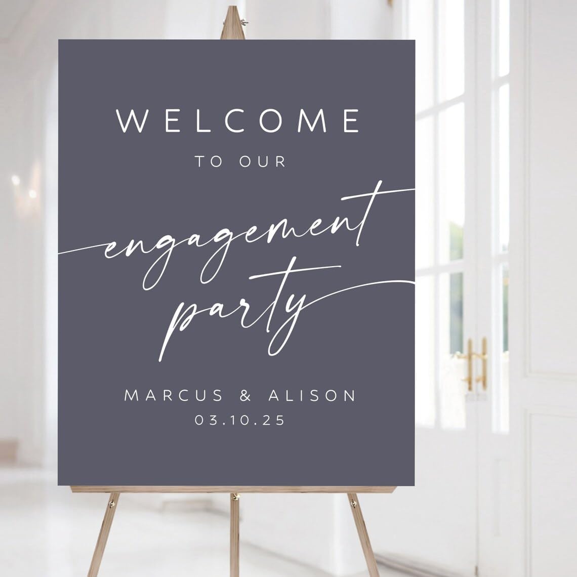 Engagement Party Welcome Sign, Custom Color Engagement Sign, Modern Minimalist Wedding Sign #3
