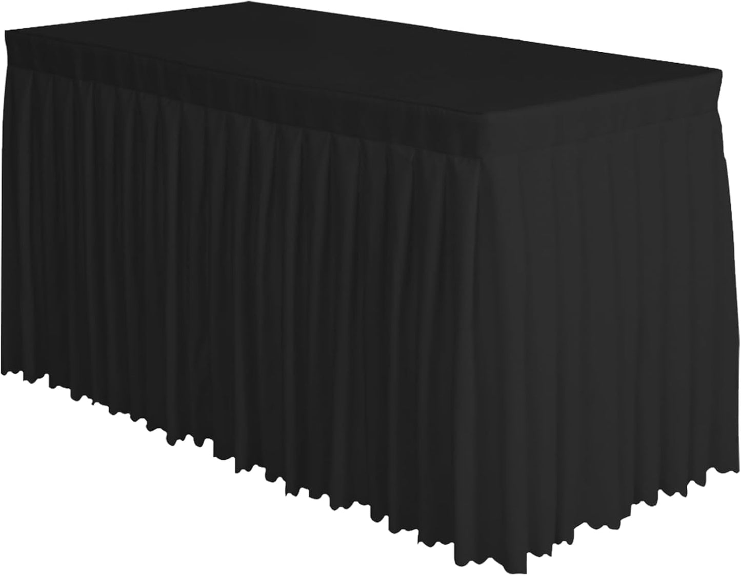 Surmente 10 Pack Black Table Skirt, 14ft Polyester Tablecloth for Weddings, Banquets, or Restaurants