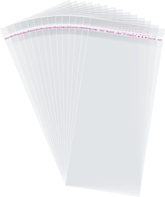 Morepack Self Sealing Cellophane Bags,4x9 Inches 200 Pcs Clear Resealable Cellophane Bags for Packaging Cookies, Favors and Products