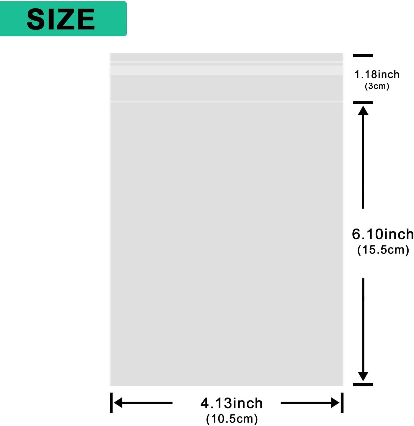 200ct Clear Plastic Bags, Self Sealing Cellophane Bags, Resealable Cellophane Bags for Bakery Cookies Candy Decorative Wrappers (4" x 6")