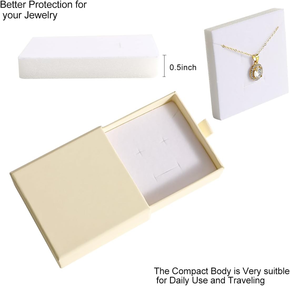 40Pcs Beige Small Jewelry Boxes 3.54×3.54×1.26in Cardboard Jewelry Gift Boxes Jewelry Packaging for Small Business for Necklace Ring Bracelet Earring Display Box