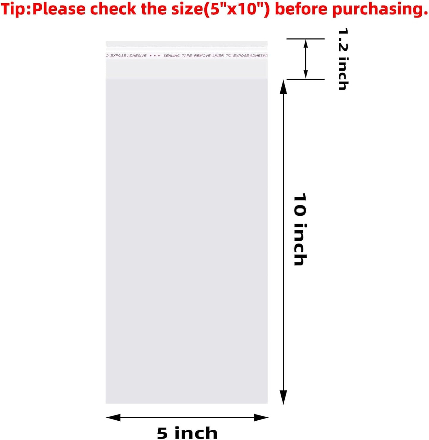 Morepack Self Sealing Cellophane Bags Self Adhesive,5x10 Inches Clear Resealable Cellophane Bags 200Pieces