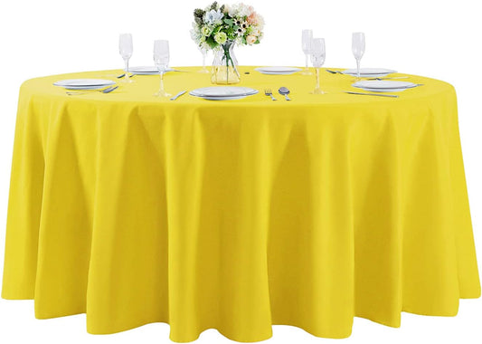 Cupuamon 120 inch Round Tablecloth Washable Polyester Table Cloth Decorative Table Cover for Wedding Party Dining Banquet（120 inch,Yellow）