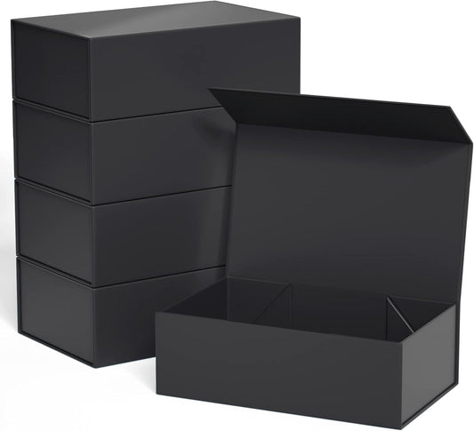 Gift Boxe 12" x 6" x 4" with Magnetic Closure Lid Gift Boxes for Presents,Bridesmaid Gifts Box,Cute Box,Birthday Gift box,Luxury for Gift Packaging, Magnetic Gift Box for Wrapping Gifts (Black/5PCS)