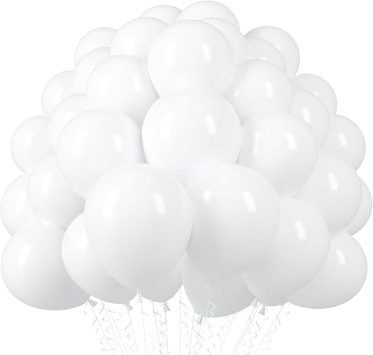 110pcs White Balloons 12inch Matte White Latex Party Balloons for Wedding, Birthday, Graduation, Bridal Shower, Baby Shower, Bachelorette and Engagement Decorations
