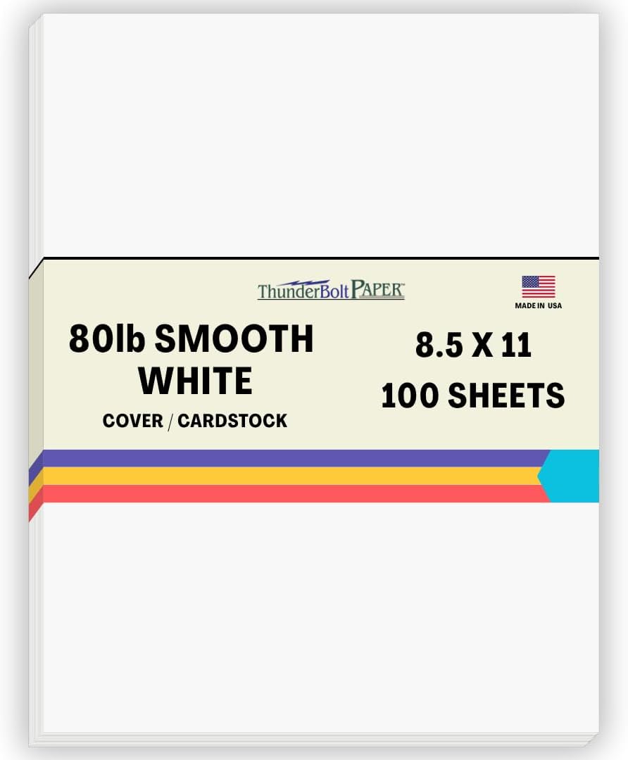 100 Bright White Smooth 80# Card Paper Sheets - 8.5" X 11" (8.5X11 Inches) Standard Letter|Flyer Size - 80 lb/Pound Cover Weight - Quality Paper - Consistency in Print - Smooth Finish