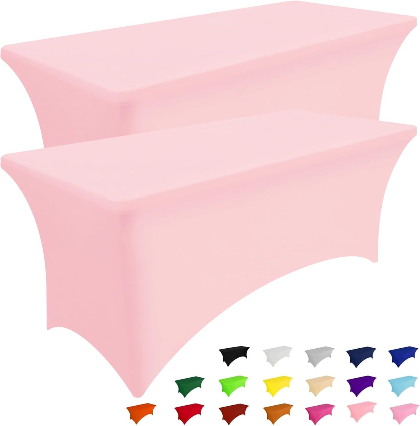 Smiry 2 Pack Spandex Table Cloth 5FT, Elastic Fitted Stretch Tablecloths for Rectangle Tables, Washable Table Cover for Outdoor, Wedding, Banquet & Parties (Pink, 60Lx30Wx30H Inch)