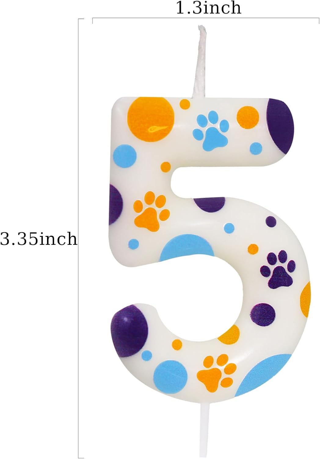 Blue Dog Paw Themed Birthday Candles, Number 5 Blue Dog Birthday Party Supplies, 2.76 inch Cake Topper Decorations, Birthday Decorations for Kids (Number 5)