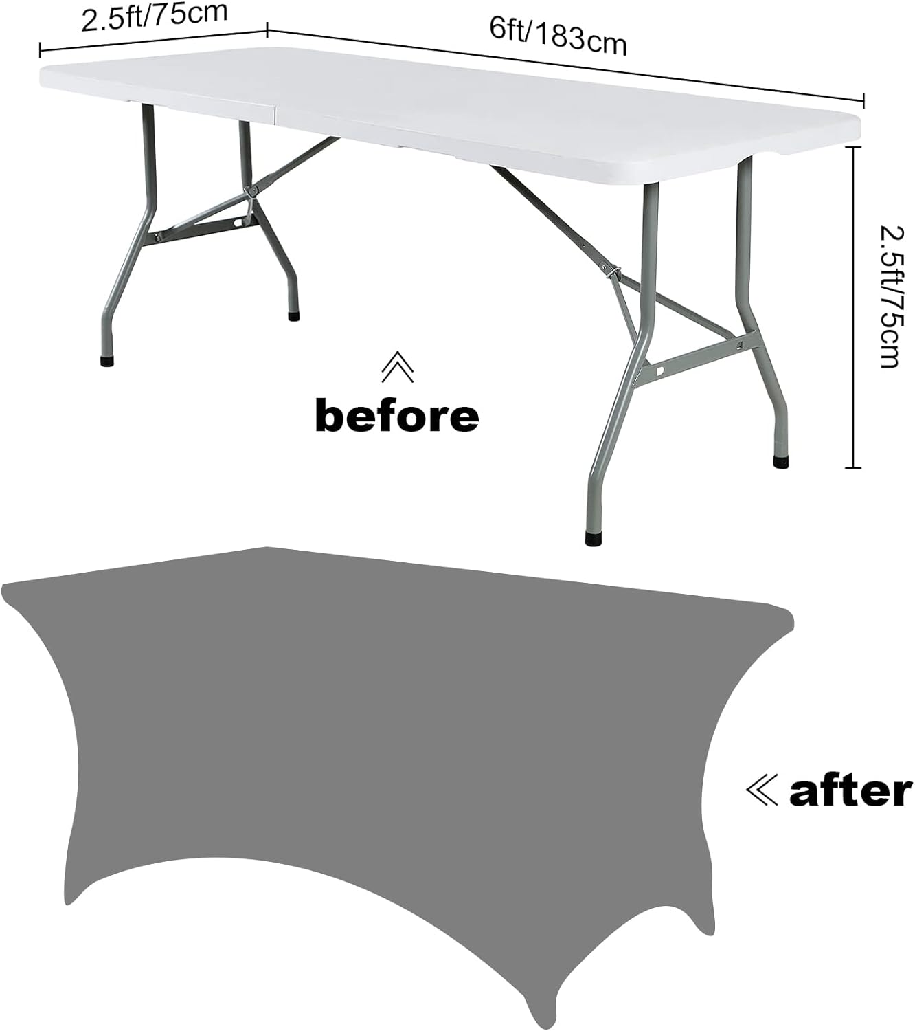 SuperO 2Pack Waterproof Spandex Table Cover for 6FT Table Universal Fitted Stretch Tablecloth for Party, Banquet, Wedding and Events-Lavender