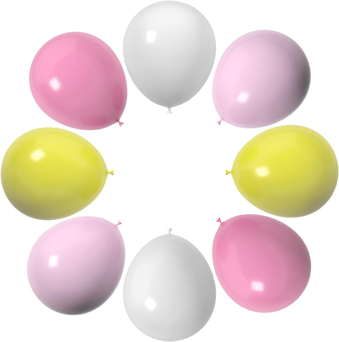 60 Pack 12 Inch Pink Yellow And White Latex Balloons, Birthday Wedding Baby Shower Party Balloons (Pink Yellow And White)
