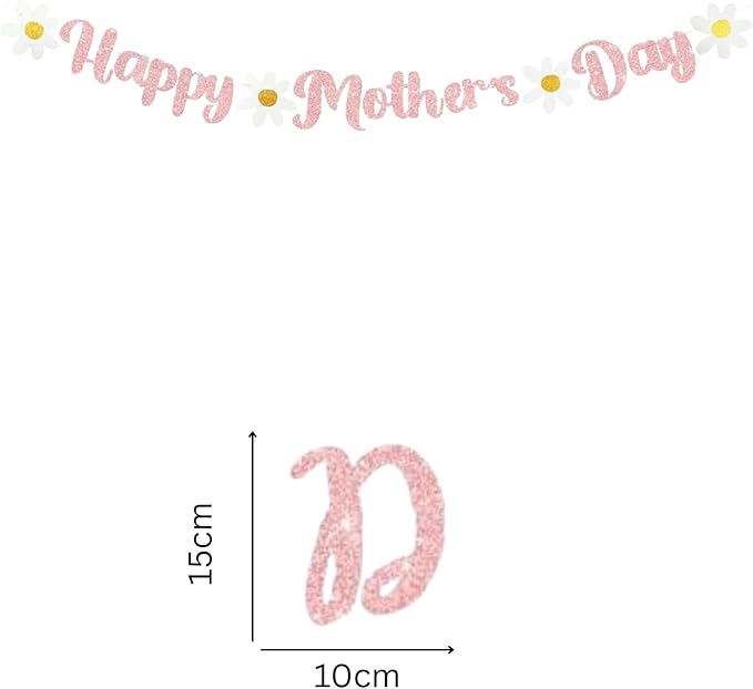 Happy Mother's Day Banner Set Decoration for Mother's Day Party Decorations Backdrop Garland for Mom Glitter Garland Photo Props (Rose Gold)