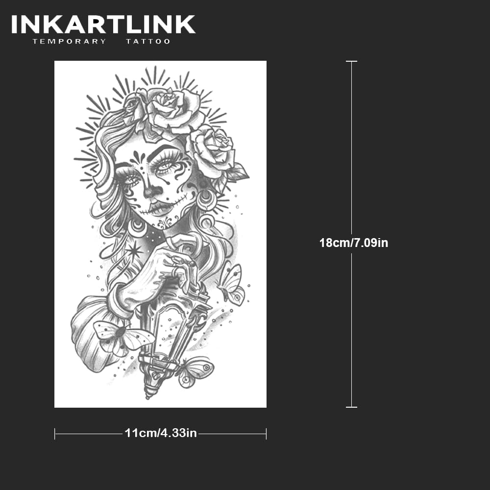 INKARTLINK Tattoo Tech, 2 Sheets Extra Large Semi Permanent Tattoo, Adult Art Design Temporary Tattoos, Lasts 1-2 Weeks, Waterproof, Realistic Look, No Adhesive, No Reflection (Mythology)148