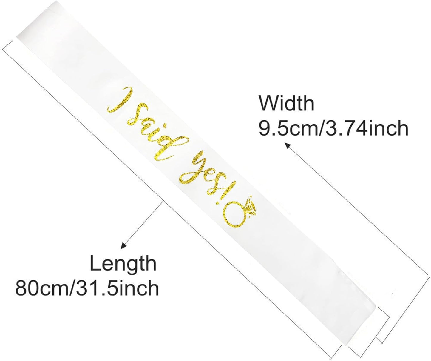 I Said Yes Gold Sash,Engagement Proposal Bachelorette Party Sash for Bridal Shower Wedding Party Favors Accessories Supplies Engagement Gifts for Bride to Be,White
