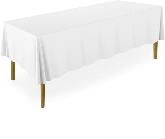 Lann's Linens - 60" x 126" Premium Tablecloth for Wedding/Banquet/Restaurant - Rectangular Polyester Fabric Table Cloth - White