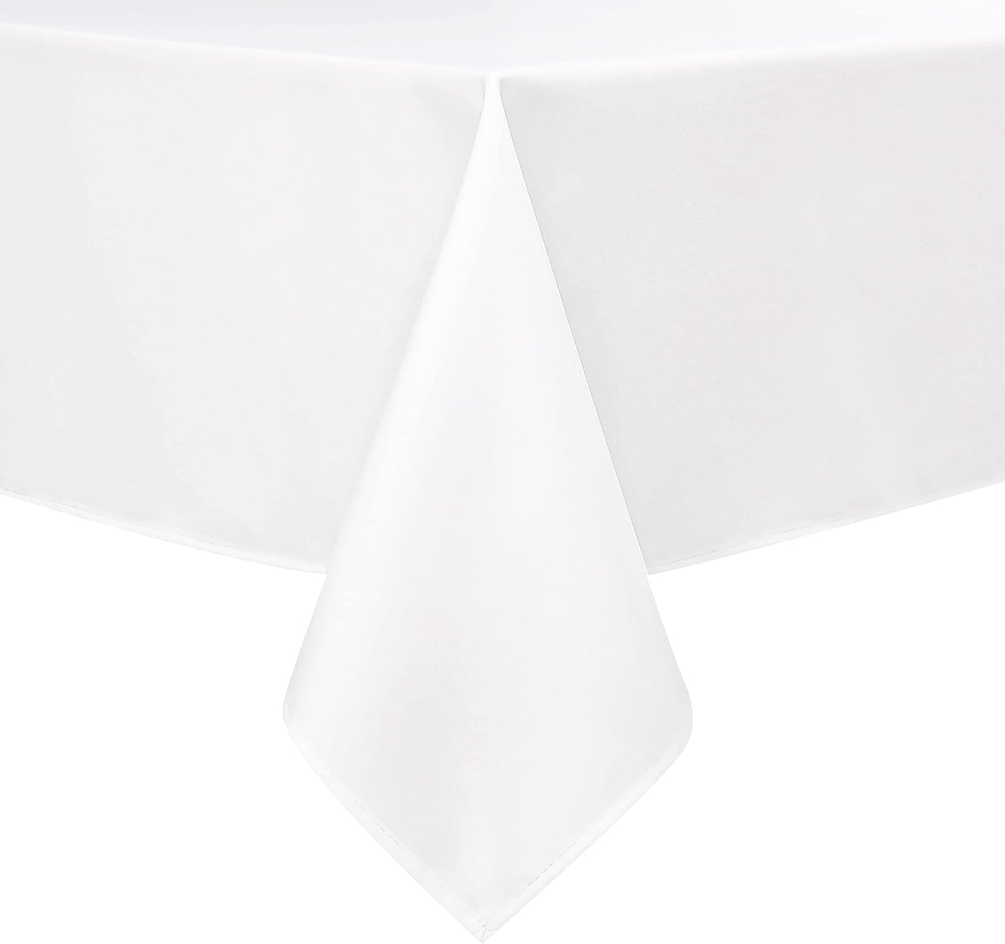 Wewoch White Rectangle Tablecloth Water Resistant Washable Polyester Table Cloth for Dining,Kitchen, Parties Weddings and Outdoor Use 60 Inch by 104 Inch