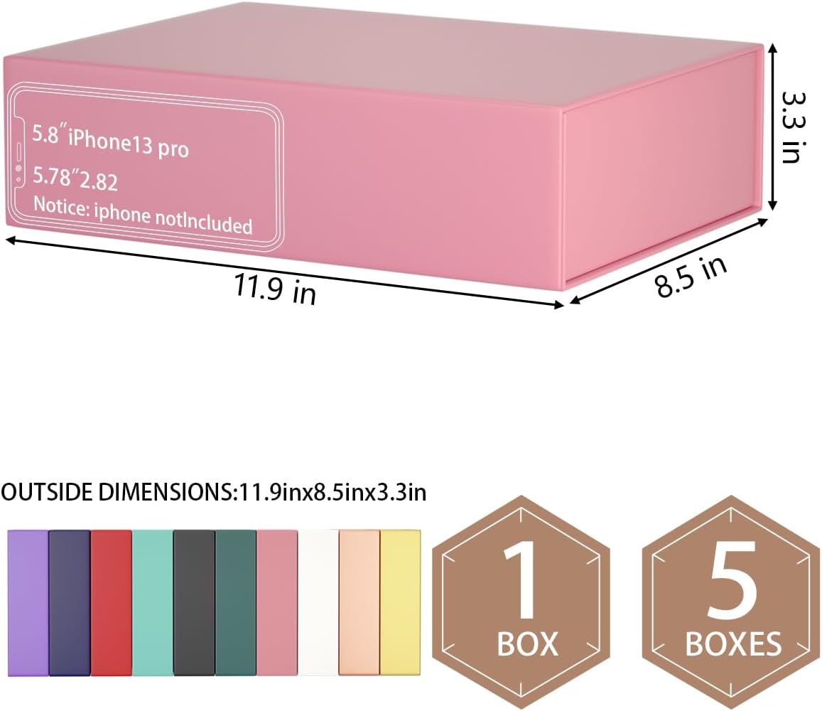 Pink Gift Boxes 11.9" x 8.5" x 3.3" with Magnetic Closure Lid Gift Box for Presents,Bridesmaid Gifts Boxe,Cute Boxes,Birthday Gift Box,Luxury for Gift Packaging, Magnetic Gift Boxe for Wrapping Gifts