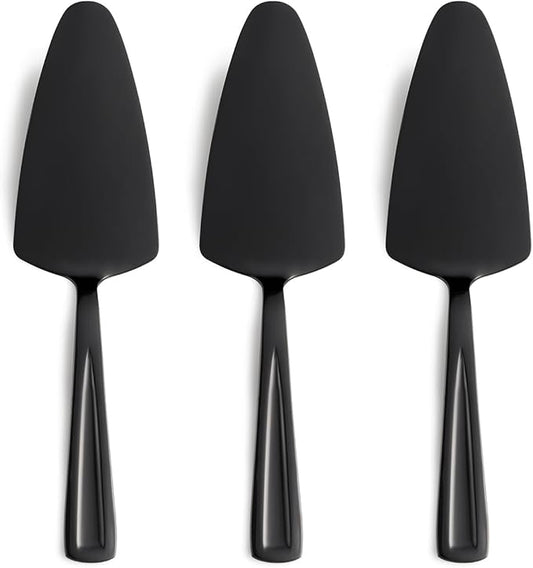 Black Pie Cake Server Set, GoGeiLi 9.3-inch Stainless Steel Dessert Server Spatula for Pizza, Pastry, Cheese, Set of 3, Dishwasher Safe