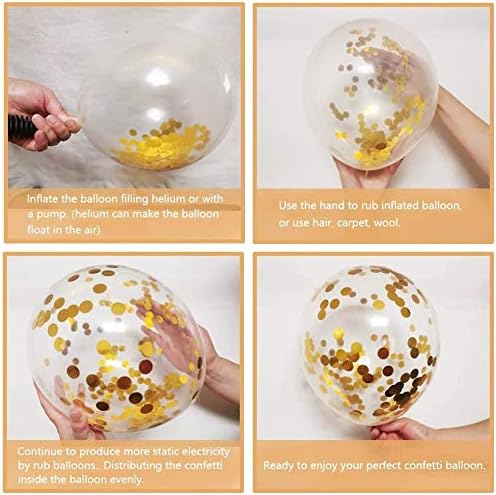 Zesliwy Black and Gold Confetti Balloons, 50 Pack Gold Metallic and Black Latex Balloons for Birthday Graduation Anniversary New Year Party Decorations