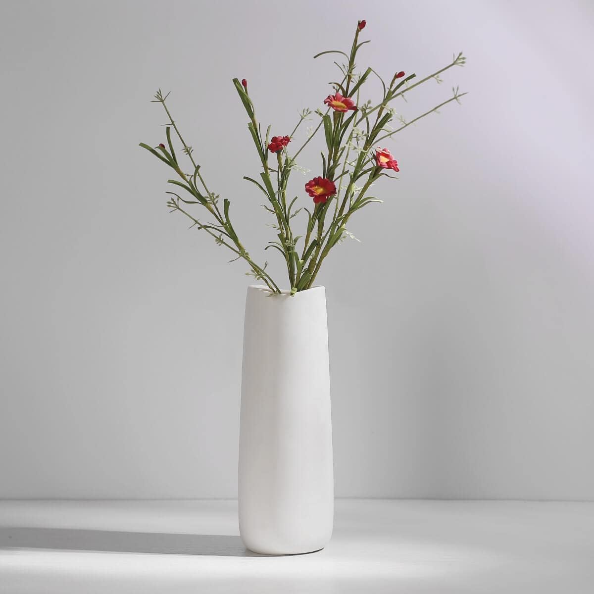 Ceramic Vases - Nordic Minimalism Style Decoration, Elegant Vase for Mantel, Table, Living Room Decoration, White Modern Geometric Decorative Flowers Vases for Home Decor