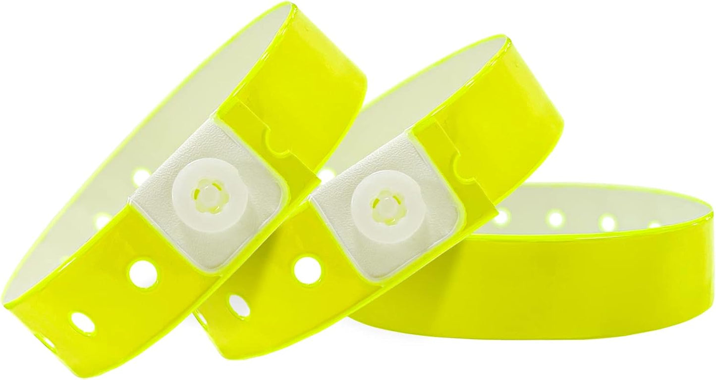 Yellow Plastic Wristbands-500 Pack Colored Identification Wristbands for Events, Waterproof Lightweight Security Vinyl Wristbands for Party Concert Club Festival Entrance Admission