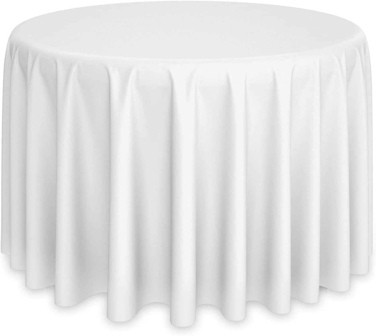 Lann's Linens - 132" Round Premium Tablecloth for Wedding/Banquet/Restaurant - Polyester Fabric Table Cloth - White