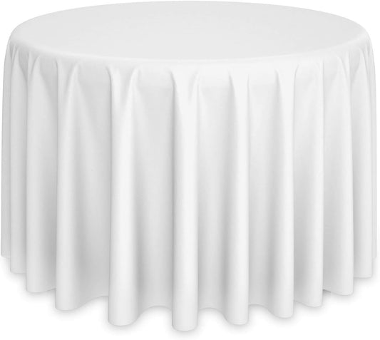 Lann's Linens - 108" Round Premium Tablecloth for Wedding/Banquet/Restaurant - Polyester Fabric Table Cloth - White