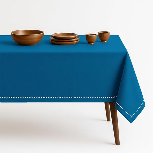 Turquoise Blue Tablecloth, Table Cover 60x84 Inch, 100% Cotton, Fits 6-8 Seats, Durable, Washable, Wrinkle Resistant, Rectangle Table Cloth for Dining, Party, Events, Outdoor Use