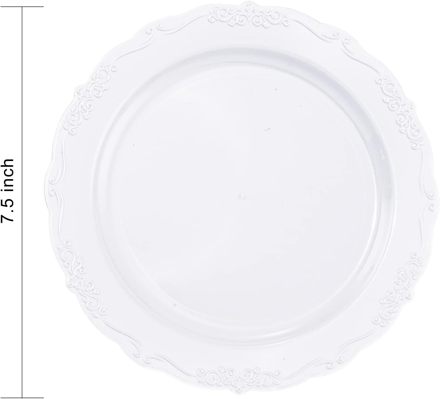 DaYammi 60PCS White Plastic Plates, Heavy Duty White Disposable Premium 7.5inch Dessert Cake Salad Appetizer Plates Hard Plastic Platos Disposable for Party Wedding