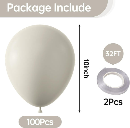 KALOR 10 Inch Retro White Sand Balloons, 100 Pcs Latex Helium Balloons for Birthday Party Baby Shower Wedding Graduation Graduation Party Decorations