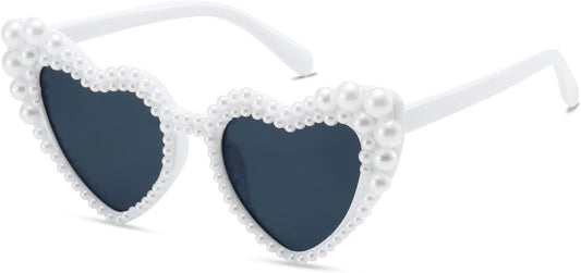 Xpectrum Pearl Bridal Heart Sunglasses, Wedding Bride Sunglasses, Bachelorette Party Glasses for Bride To Be