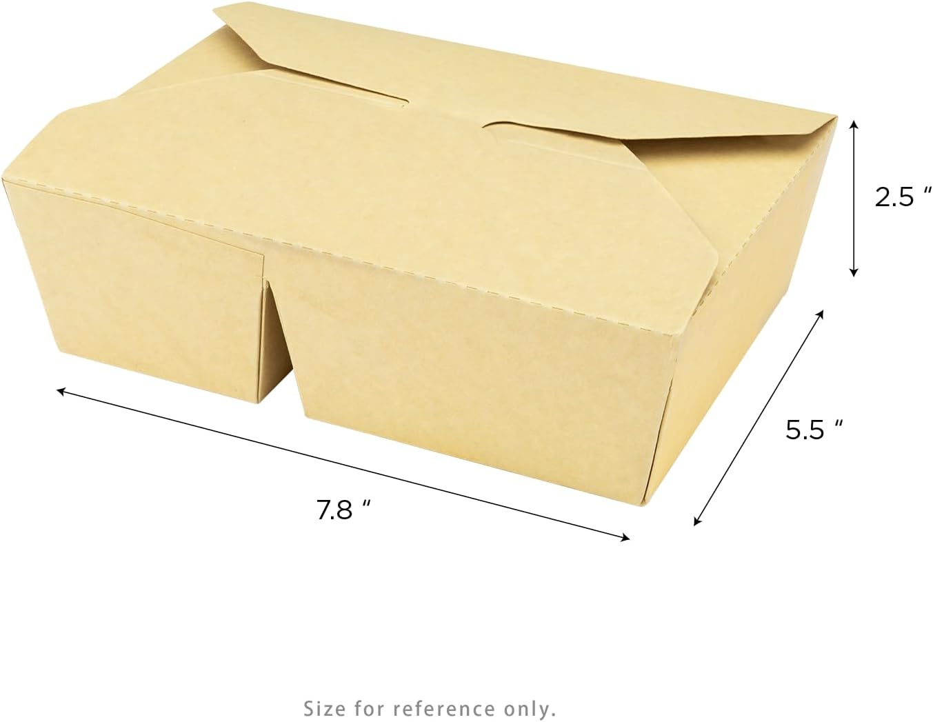 Karat Paper To Go Food Container [76 oz - 200 ct], 2-Compartment Leak-Resistant, Microwavable, Heavy-Duty Take Out Boxes | Grease Resistant & Stackable | #3 Kraft