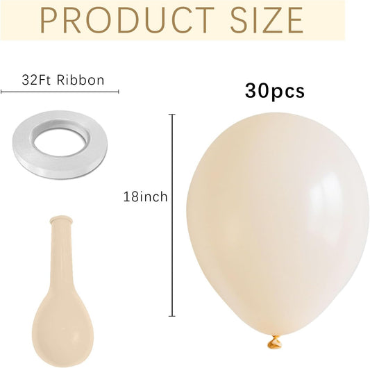 Cream Balloons Latex Party Balloons 100 Pack 12 inch Round Beige Neutral Sand White Balloons for Birthday Wedding Baby Shower Gender Reveal Party Decoration