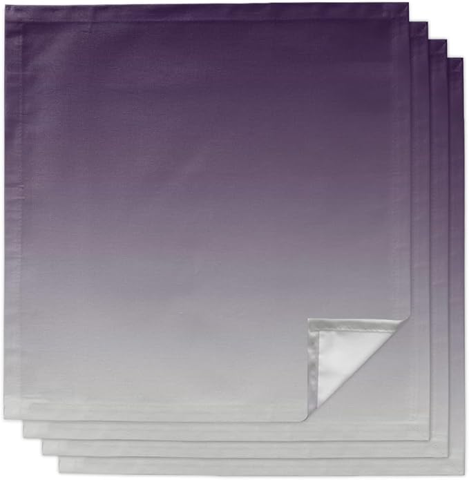 Cloth Napkins Purple and Grey Ombre Set of 4 Dinner Napkins Paper Soft Durable Washable Table Napkin Gradient Gradual Color Reusable Napkins for Family Dinners Weddings and Everyday Use 20x20 Inch