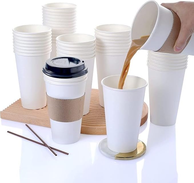 Paper Cups 16 oz 1000 Pack for Coffee & Tea Made in USA | Bulk 1000 Count for Home, Office, Restaurants & Parties | Recyclable Disposable 16 Ounce To-Go Cups for Hot Drinks
