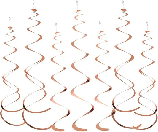 MOWO Rose Gold Foil Swirl Hanging Decoration for Engagement Bridal Shower Hen Party Birthday Supplies,Pack of 20