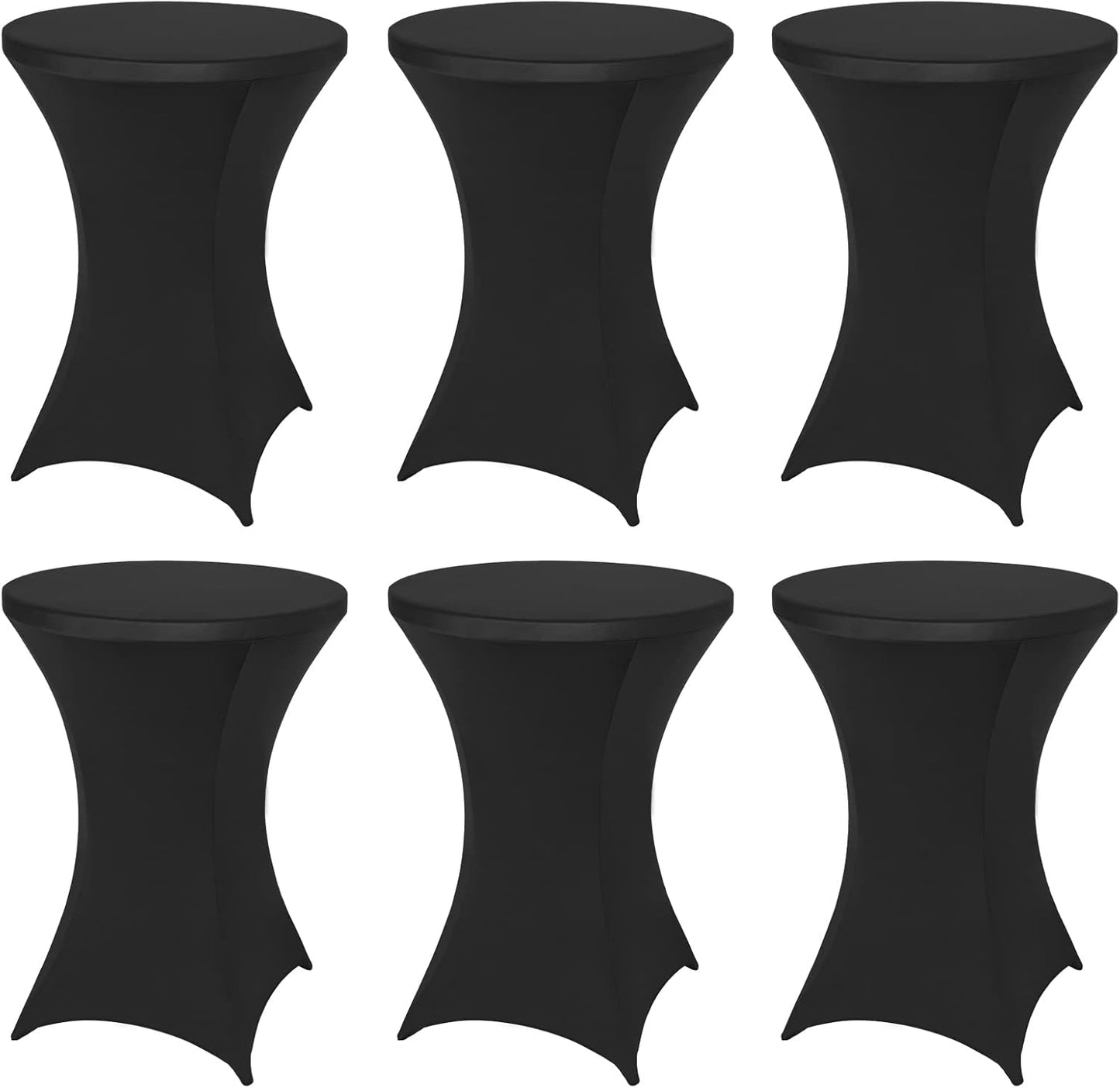 FestiCorp 6 Pack Spandex Black Table Cover, Cocktail Fitted Tablecloths, Round Highboy Stretch Table Covers Cloths for Party, DJ, Bar, Wedding, Birthday, Banquet, 30"-32" Diameter x 40"-43" Height