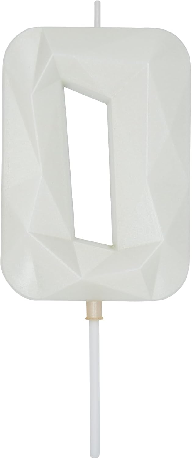DERVENTA Large Birthday Candle Number 3D White 3.7 inch Party Celebration Anniversary Decoration Cake Topper 1 Piece (Number 0 White)
