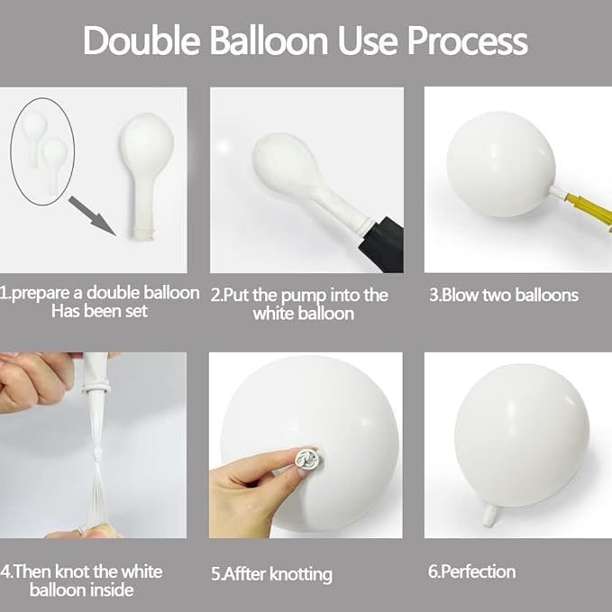 Double Stuffed White Balloon Garland - Pastel White Balloons Different Sizes 18/12/5 Inch Matte Latex Arch for Birthday Baby Shower Bridal Shower Wedding Easter Party Decorations