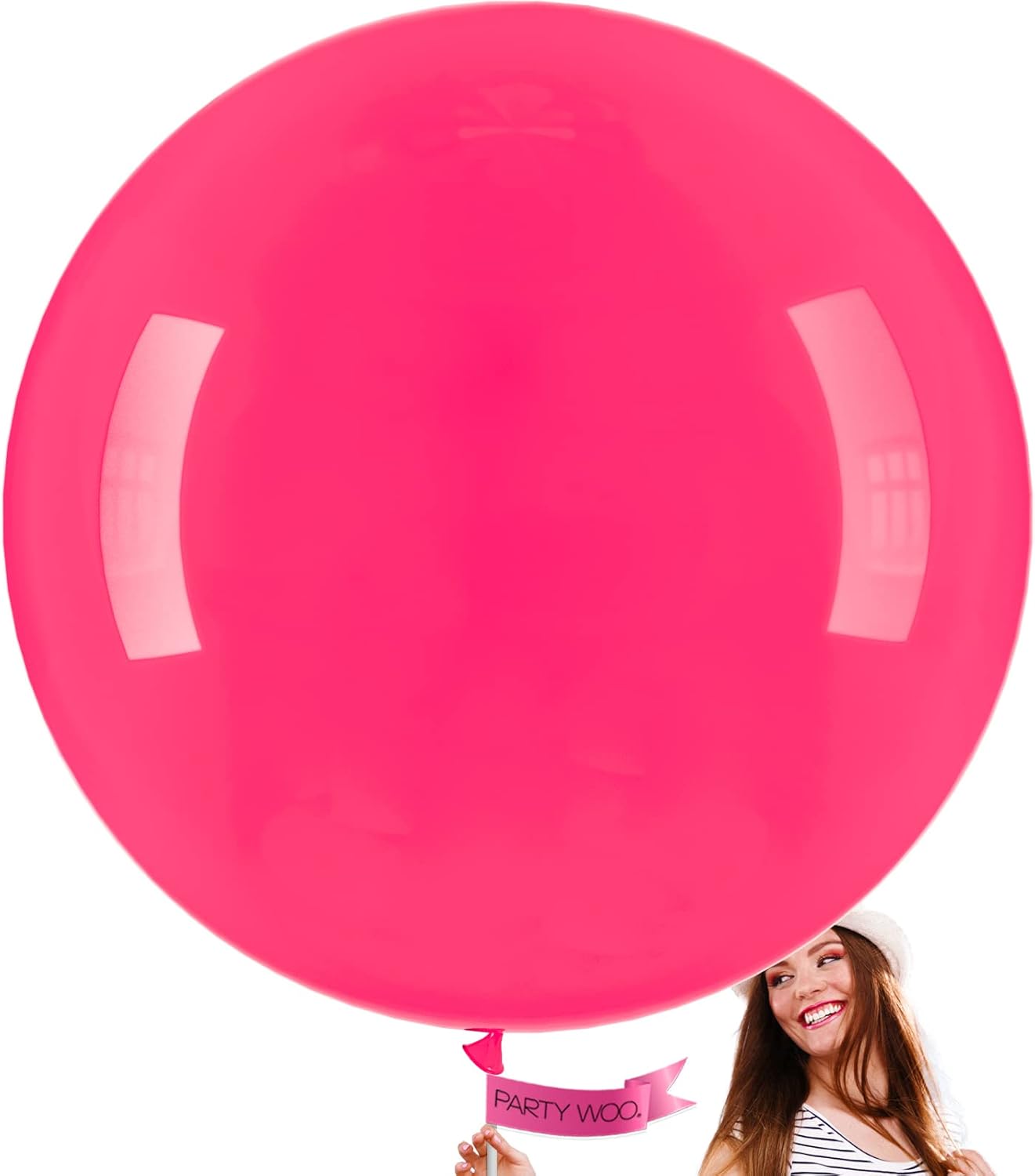PartyWoo Hot Pink Balloons 4 pcs 36 Inch Extra Large Big Jumbo Giant Dark Pink Magenta Fuchsia Latex Helium Balloons for Wedding Baby Shower Gender Reveal Birthday Party Decorations Pink-Y12