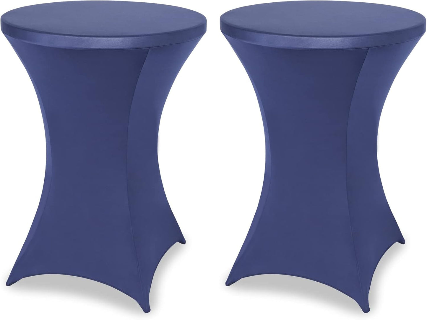 FestiCorp 2 Pack Spandex Cocktail Table Covers Fitted Clothes, Elastic Round Table Cover, Stretch Tablecloth for Party, Bar, Wedding, Birthday, Banquet, Navy, 30"-32" Diameter x 40"-43" Height
