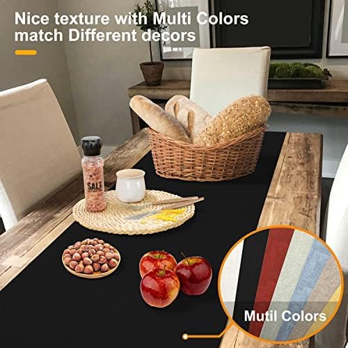 Waterproof Wipeable Table Runner, Thick Farmhouse Table Runner, Dresser Runner, Rustic Table Runner for Kitchen Dining Room, Bedroom, Living Room, Indoor and Outdoor (60'', Black)