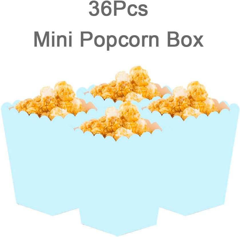 GAKA Baby Blue Popcorn Boxes Mini Paper Popcorn Boxes Set Of 36 Cardboard Container，For Party Supplies