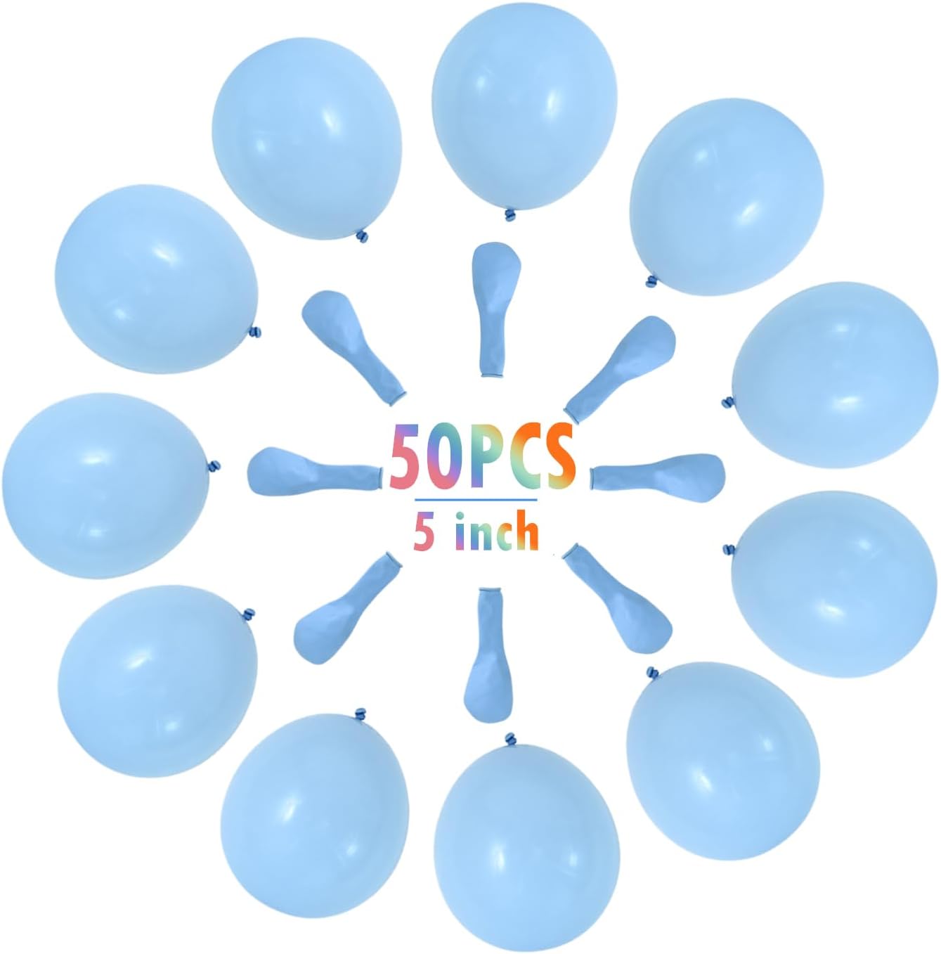 BEISHIDA 50Pcs Light Blue Party Balloons 5 Inch Light Blue Balloon Matte Latex Ballon White Round Balloons for Party Birthday Wedding Graduation Anniversary Baby Shower
