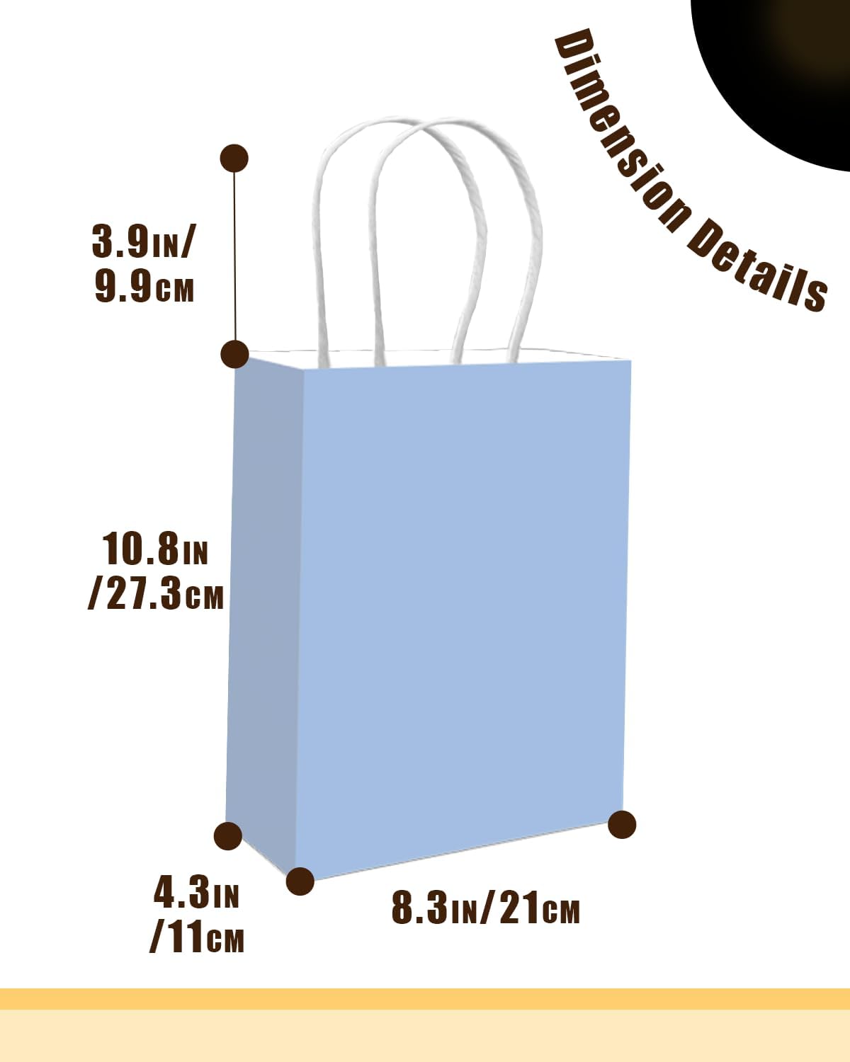 qiqee 100PCS Gift Bag with Handles Bulk Light Blue Paper Bags Multiple Uses (11"x5"x8"inch Medium Size)