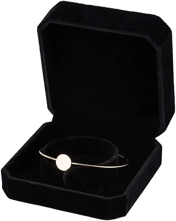 HooAMI Black Velvet Bracelet Bangle Cuff Box Travel Storage Display Case Jewelry Gift Boxes 2pcs