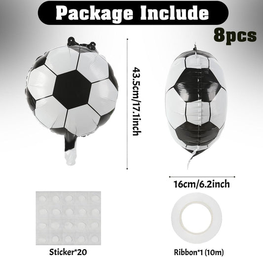 8 PCS Soccer Balloons Party Favors Soccer Ball Balloons Birthday Party Decorations Supplies Sports Giant Large Balloon Christmas Mylar Foil Helium Aluminum Balloon Gender Reveal Sport Theme Decor