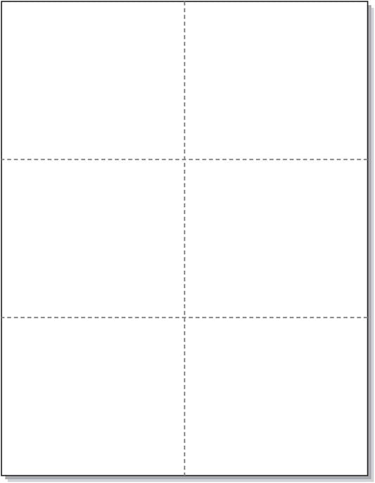 Laser Printer Blank Perforated Cards - 6 up per Page, for School, Wedding & Inventory Tags (6000 White Cards)